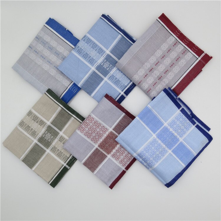 Mouchoir de poche en coton imprimé pour homme, mouchoir de poche carré à rayures, 6 pièces, 43cm