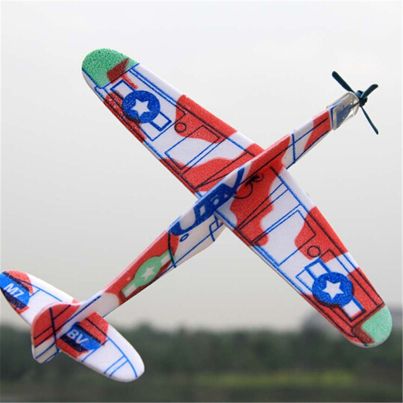 1 stk 19cm håndkast flyvende svæveflyplaner epp skumflyvemaskine til børn tilfældig farve mini drone fly model legetøj baby legetøj