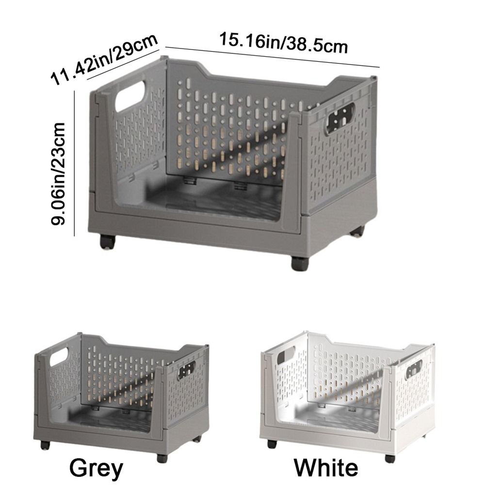Opvouwbare plastic opbergdoos, stapelbare opbergmand met grote capaciteit, boekenmand met wielen, ruimtebesparende opbergmand op wielen voor op kantoor.