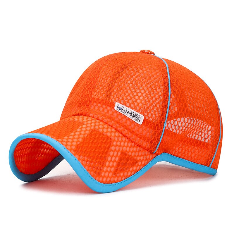Outdoor Sports Hat Cap Quick Dry Outdoor Children Summer Camping Sun Hat Casquette Chapeu Hollow Mesh Caps for Girl Boy: Orange