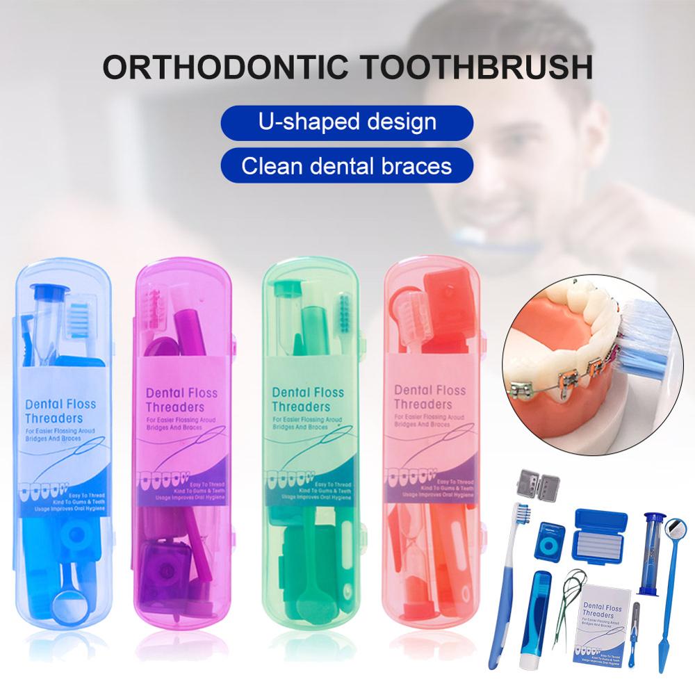 Orthodontische Dental Care Kit Set Braces Tandenborstel Opvouwbare Tandheelkundige Spiegel Rager Met Draagtas Orale Gereedschap
