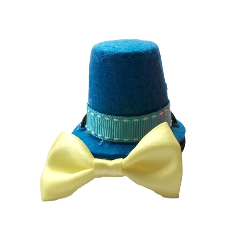Arnés de Dragón Barbudo y correa de 2 colores, sombrero de mago, pajarita, correa ajustable de cuero para reptiles con ala para Animal PEQUEÑO: Blue-A