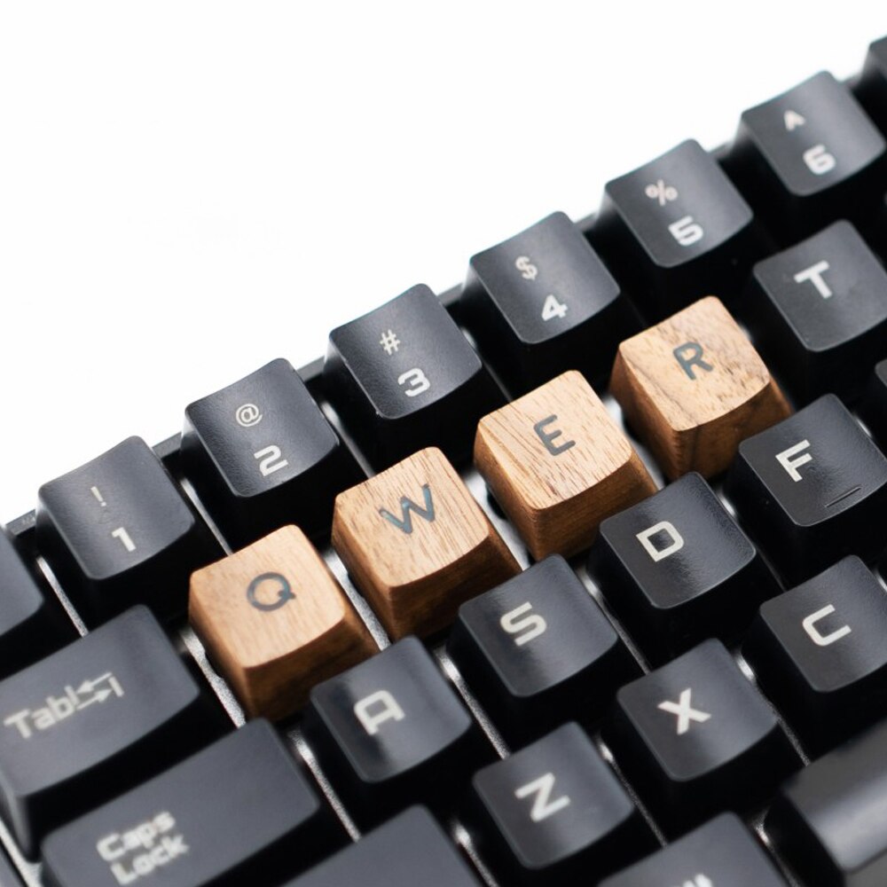 Black Walnut Solid Wooden Backlit Keycaps For Cherry Mx Switch Mechanical Keyboard OEM QWER WASD ASDF Arrow Wood Resin Key Caps