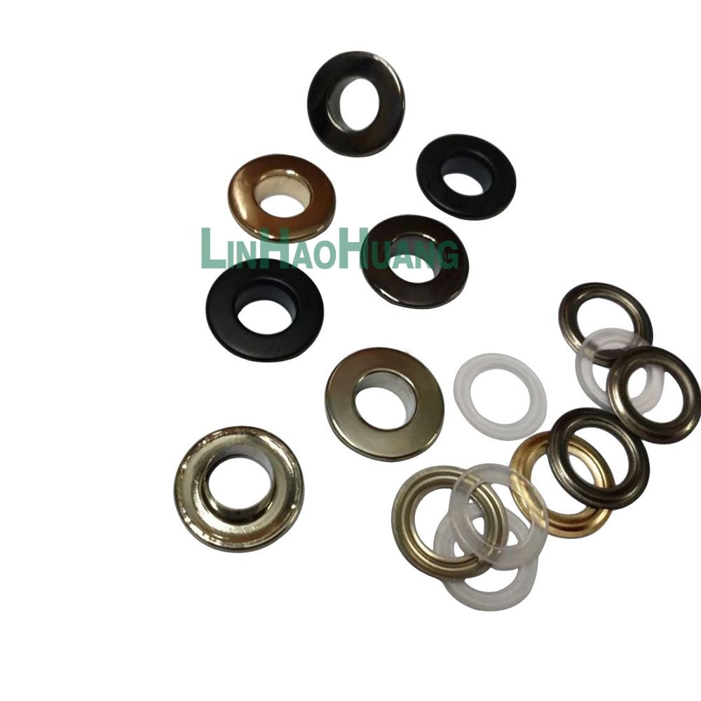 100sets/lot No Sew metal brass eyelets with washer 8mm*16mm round flat metal grommets 4color