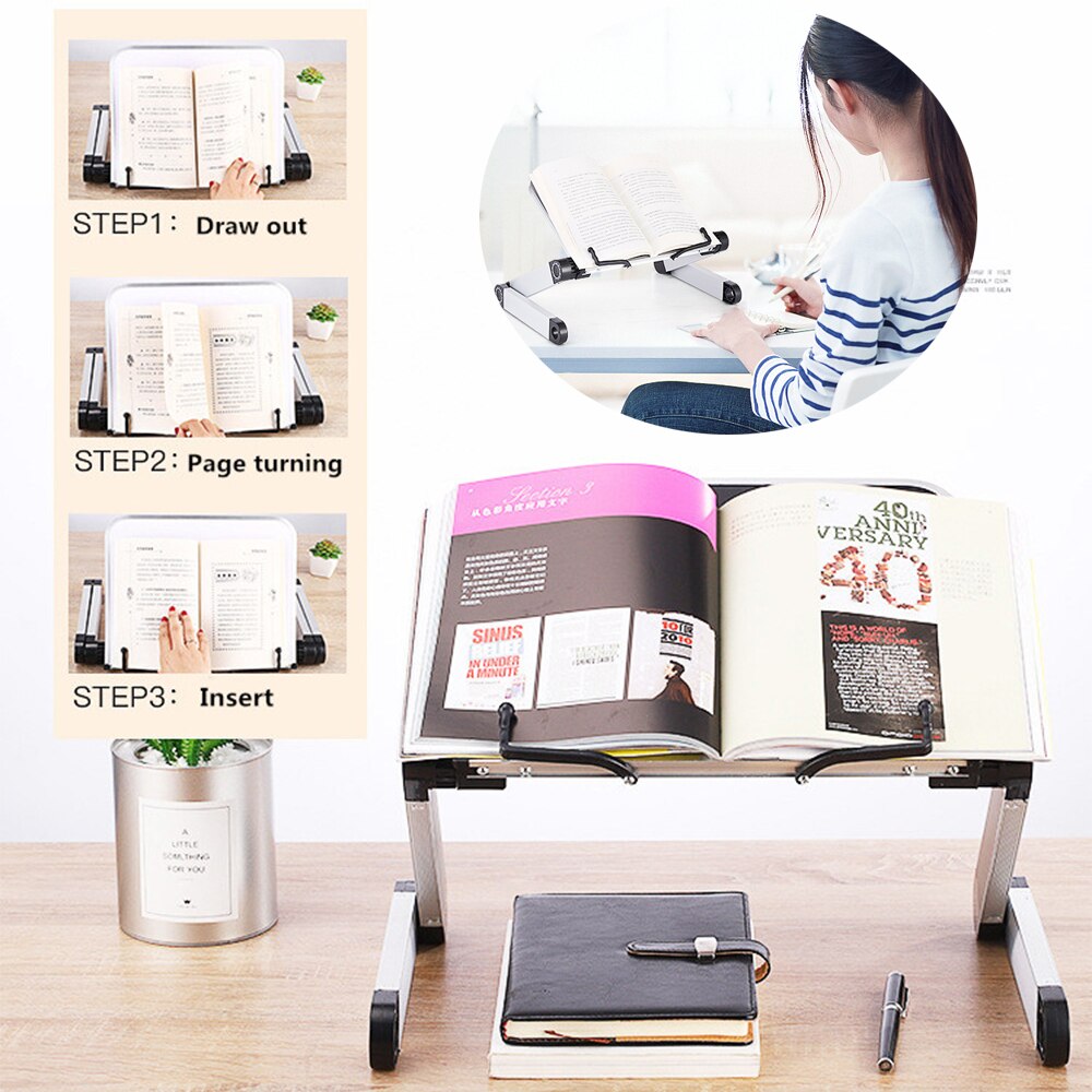 Foldable Portable Adjustable Angle Metal Book Stand Holder Reading Document