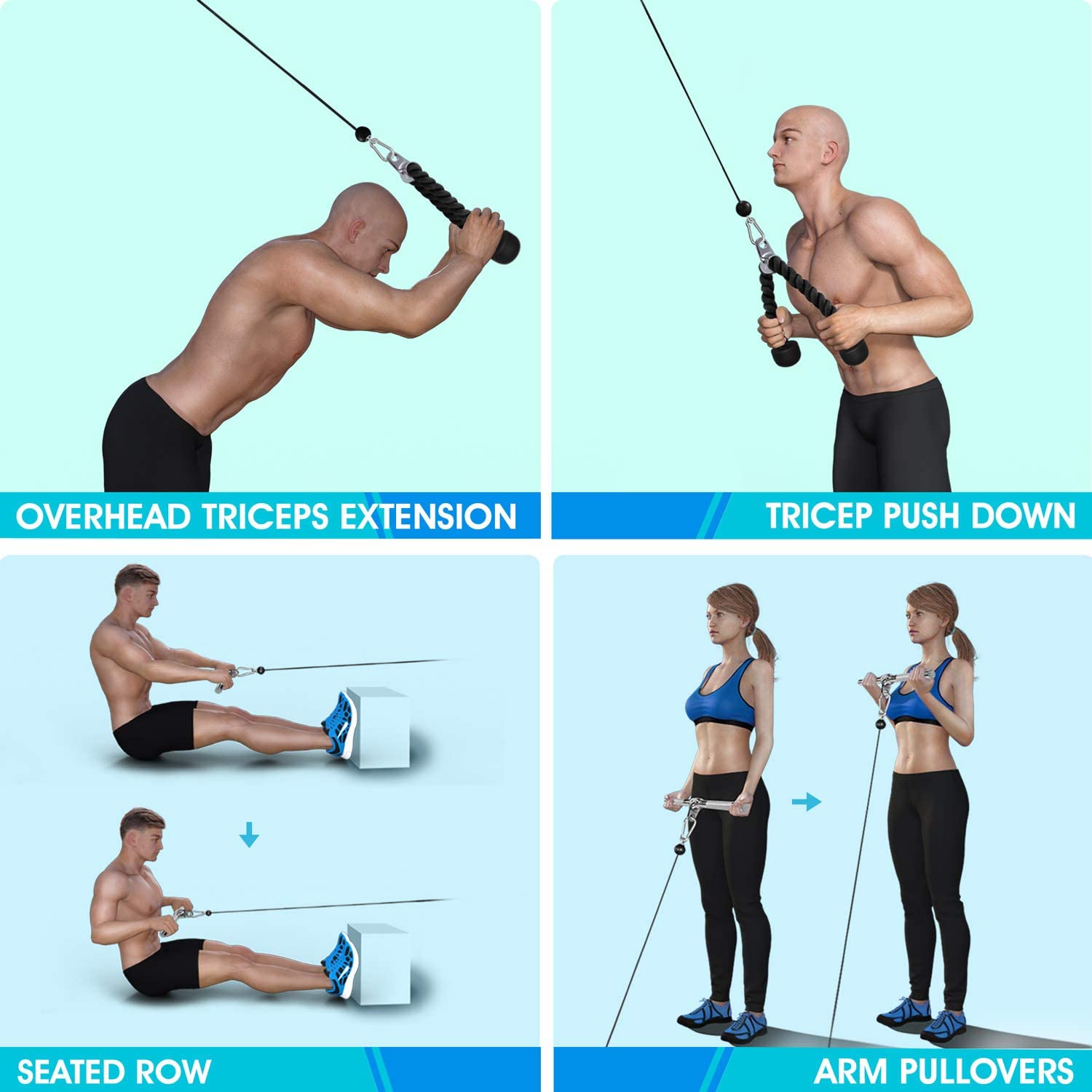 Rotating Straight Aluminum Bar LAT Pull Down Bar Tricep Rope Cable Machine Attachment for Home Gym Workout Strength Training