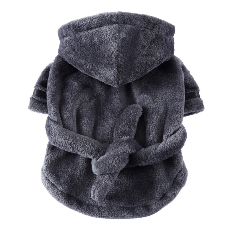 Miękkie szybkie suszenie Pet piżama zagęszczony luksusowy miękki bawełniany szlafrok z kapturem Super chłonny do kąpania psa ręcznik Pet Nightwear: GRAY / L