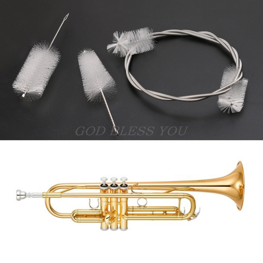 3pcs Trumpet Maintenance Cleaning Care Kit Valve Mouthpiece Flexible Brush Clean