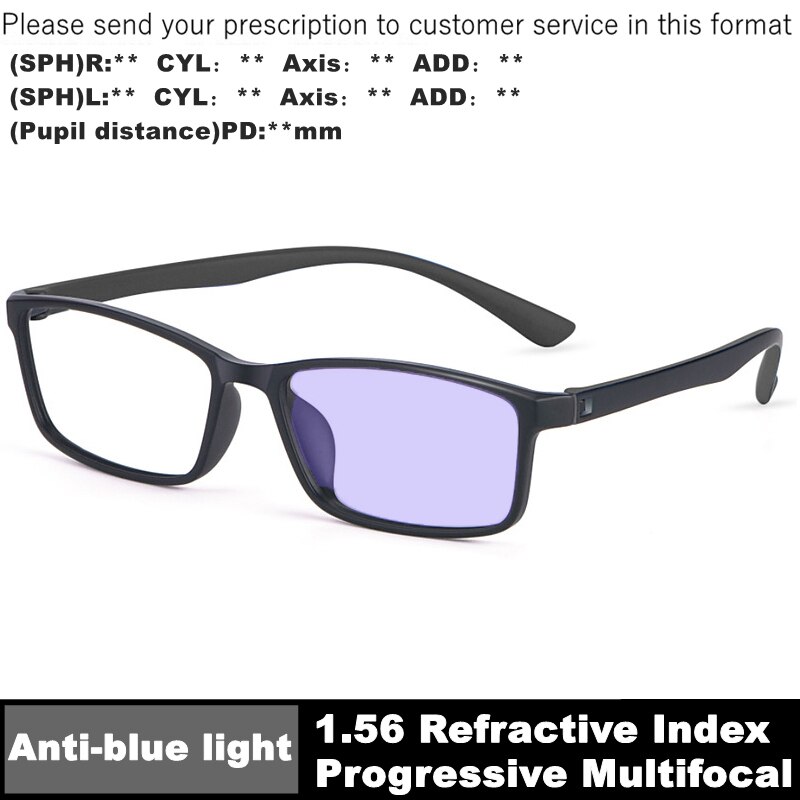 Gafas graduadas multifocales TR90 para hombre, lentes de lectura progresiva, fotocromáticas, para miopía, ordenador,: anti blue ray