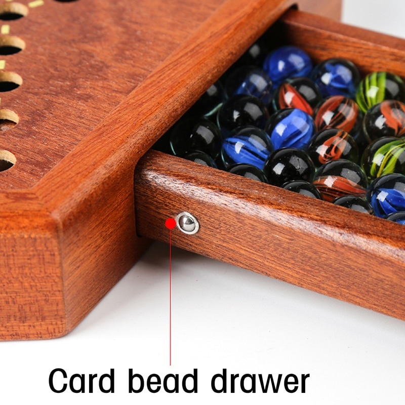 Juego de la familia juego de damas Hexagonal tipo cajonera damas canicas de vidrio de las Damas de madera tablero de adultos niños Interior de almacenamiento