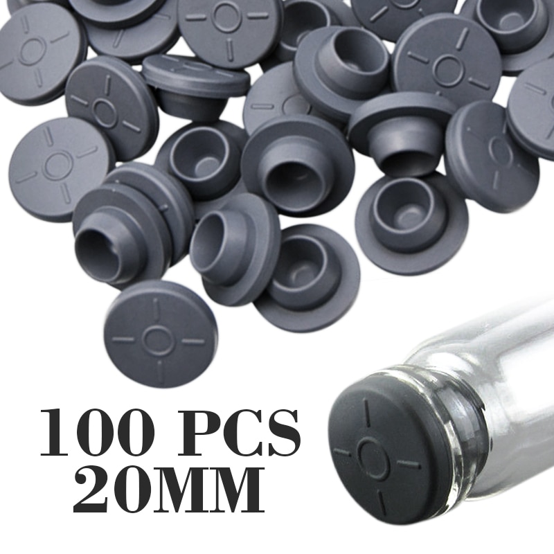 Tapones de goma autocurativos para inoculación, tapones de goma de 20mm, 100 unidades