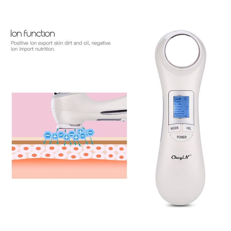 6 in 1 Ultrasonic Ion RF EMS LED Photon Therapy Facial Massager Skin Rejuvenation Face Lifting Vibration Beauty Machine 45