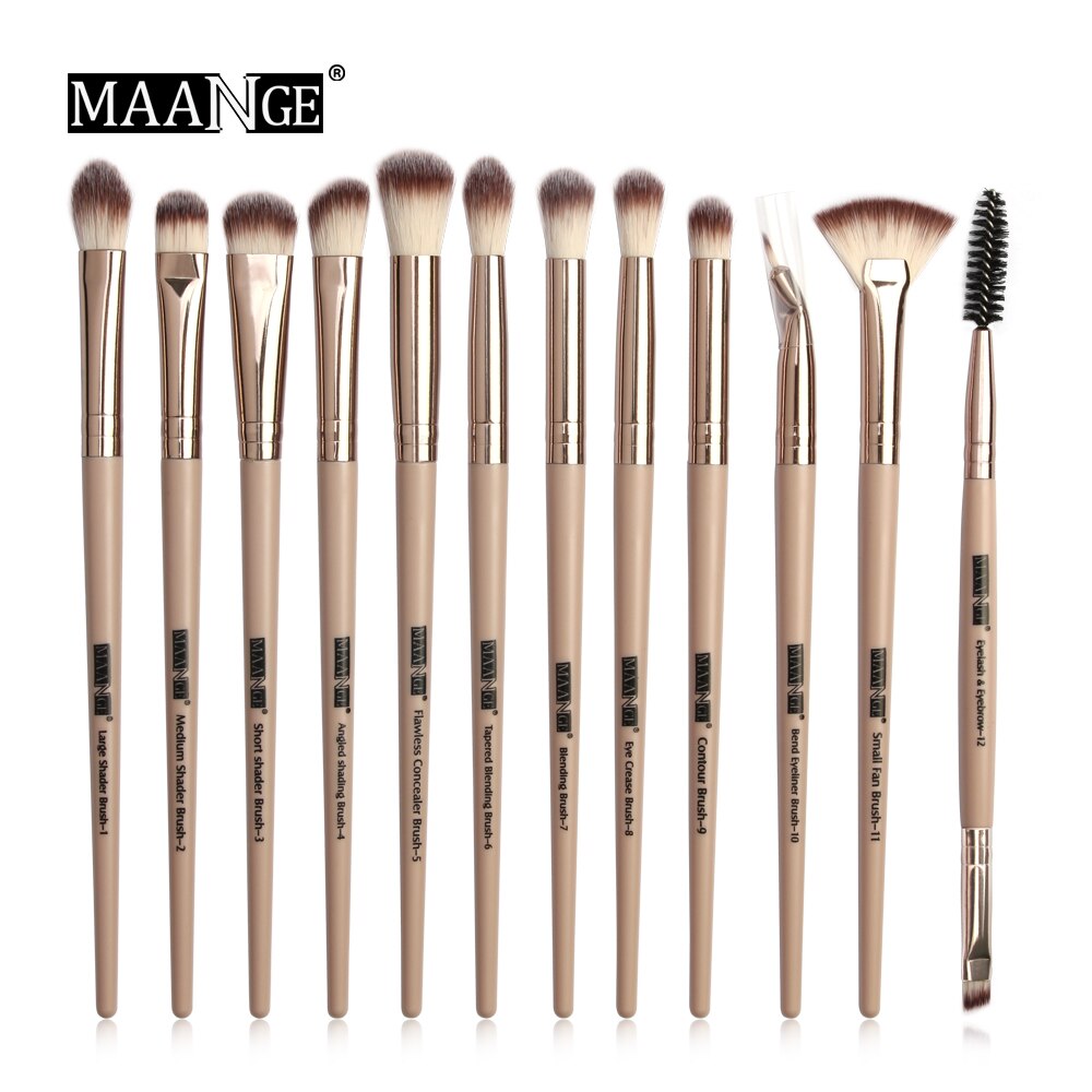 12 Stuks Make-Up Kwasten Set Professionele Nylon Fiber Oogschaduw Blending Eyeliner Wimper Wenkbrauw Borstel Voor Make-Up Tool Maquillaje