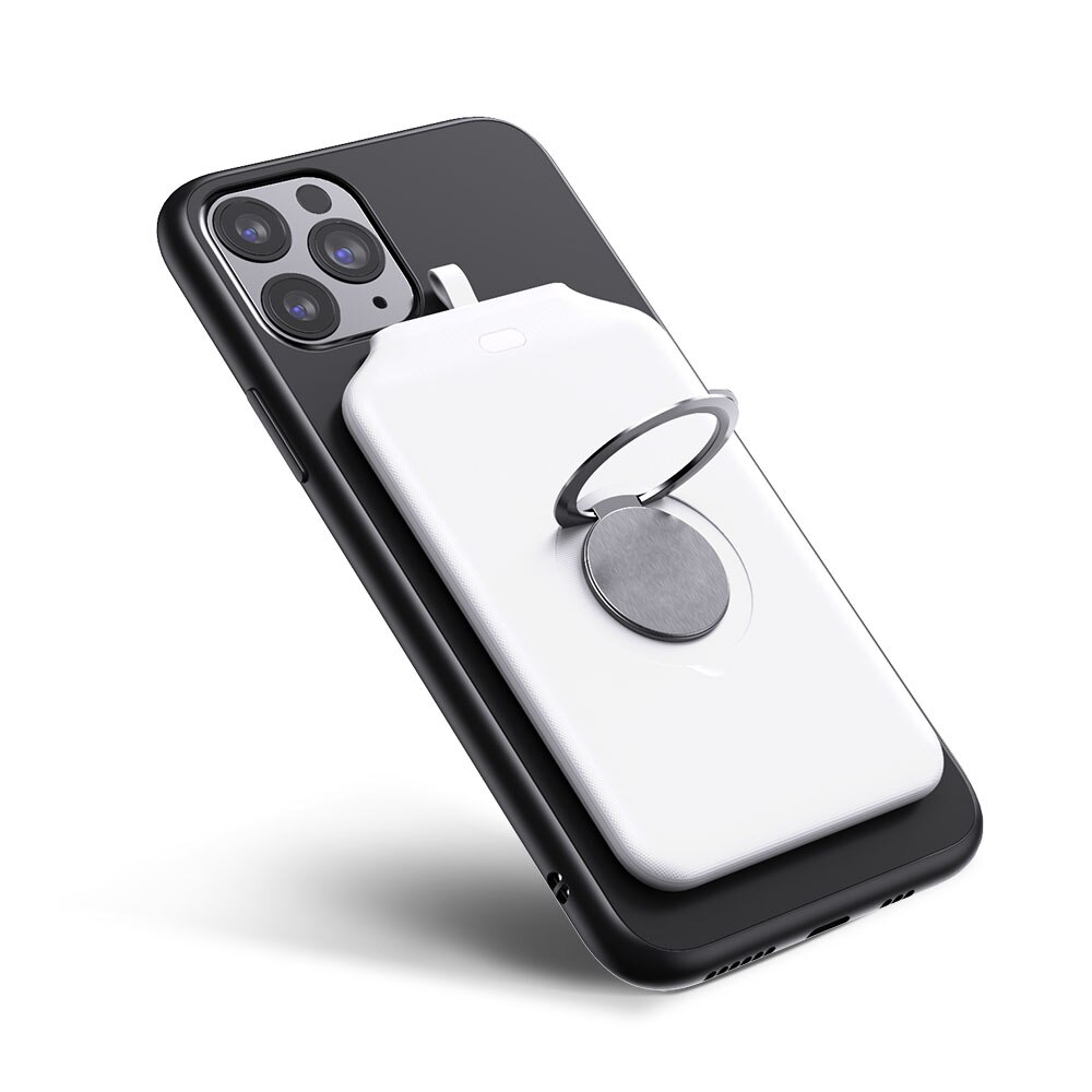 Bezprzewodowa ładowarka 4000mAh moc Bank dla iPhone 11 XS Max Samsung moc Bank rodzaj-c ładowarka USB bezprzewodowy zewnętrzny Bank baterii: biały
