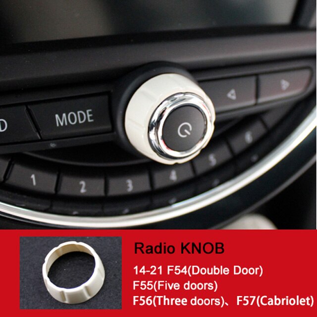 Car Warning Light Button Sticker For MINI Cooper ONE F54 F55 F56 F57 F60 Central Control Radio Knob Cover Decoration Accessories: white-B