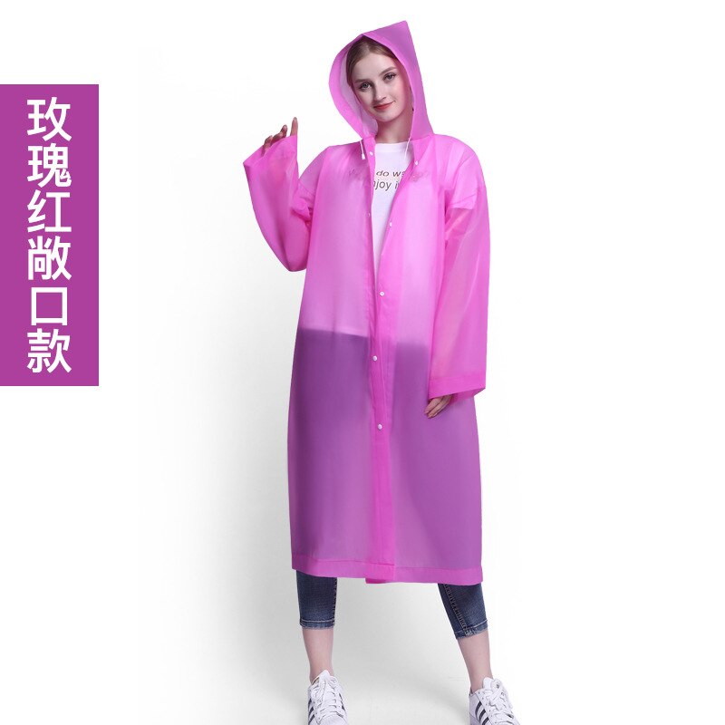 Men Women Unisex Transparent Waterproof Jacket EVA Hooded Adult Raincoat Plastic Reusable Rain Coat Poncho Rainwear: Pink