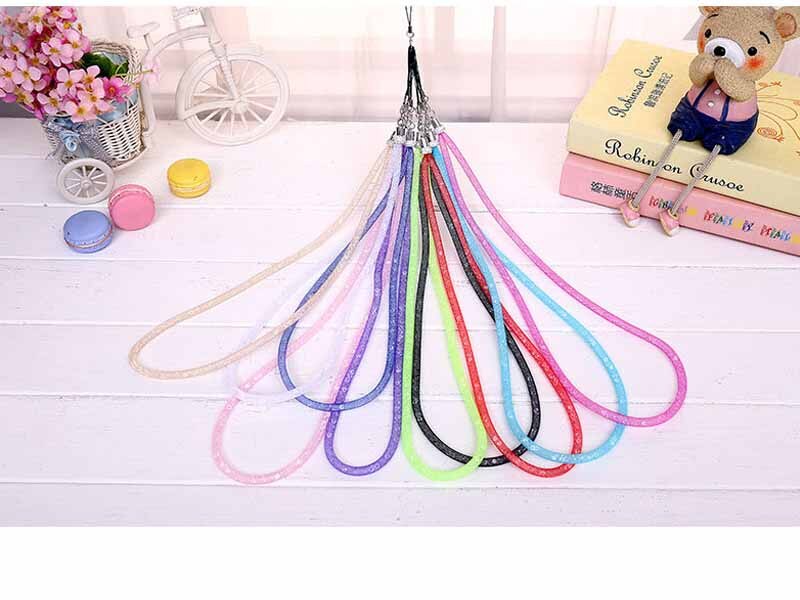 Długi kryształ górski sieć rybacka smycz Lampa błyskowa wiertarka telefon komórkowy wiszące smycz na szyję kryształowy diament sieć rybacka smycz wiszące