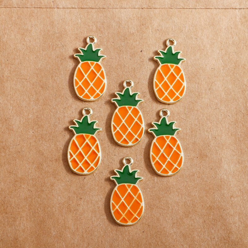 10Pcs 12*26Mm Enamel Ananas Charms Leuke Vruchten Oorbel Hangers Voor Sieraden Maken Diy Armbanden Kettingen Bevindingen accessoire
