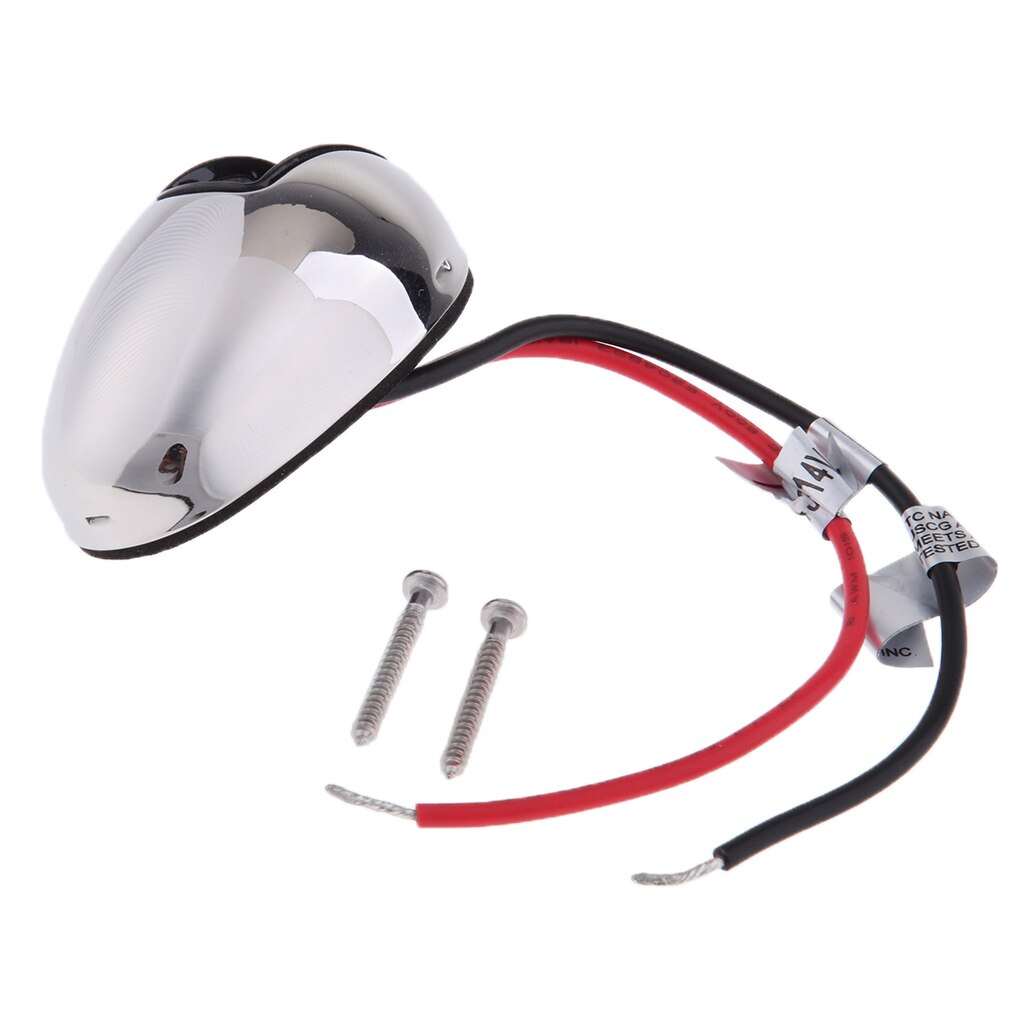 12V Marine Boat Navigation Red LED Stainless Steel Housing Bow Light Bulb