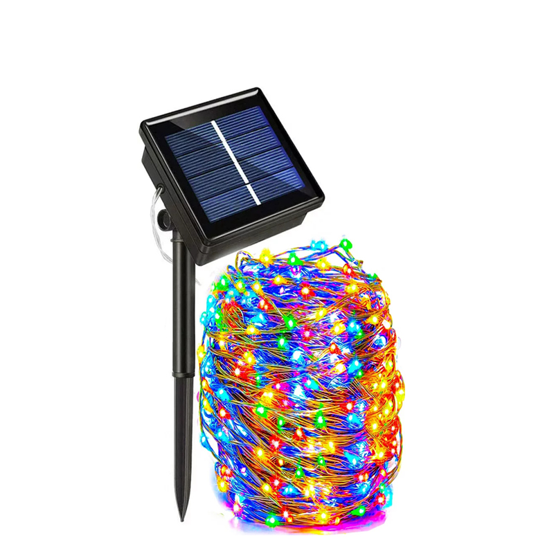 Guirnalda de luces solares para exteriores, luces de hadas impermeables para jardín con 8 modos de iluminación para Patio, árboles, decoración de de Navidad y boda: RGB / 300 W