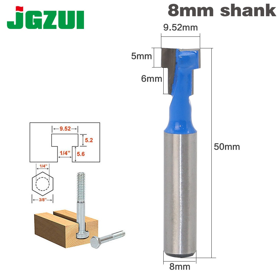 1pc 8mm Shank T-Slot Cutter Router Bit for 1/4" Hex Bot