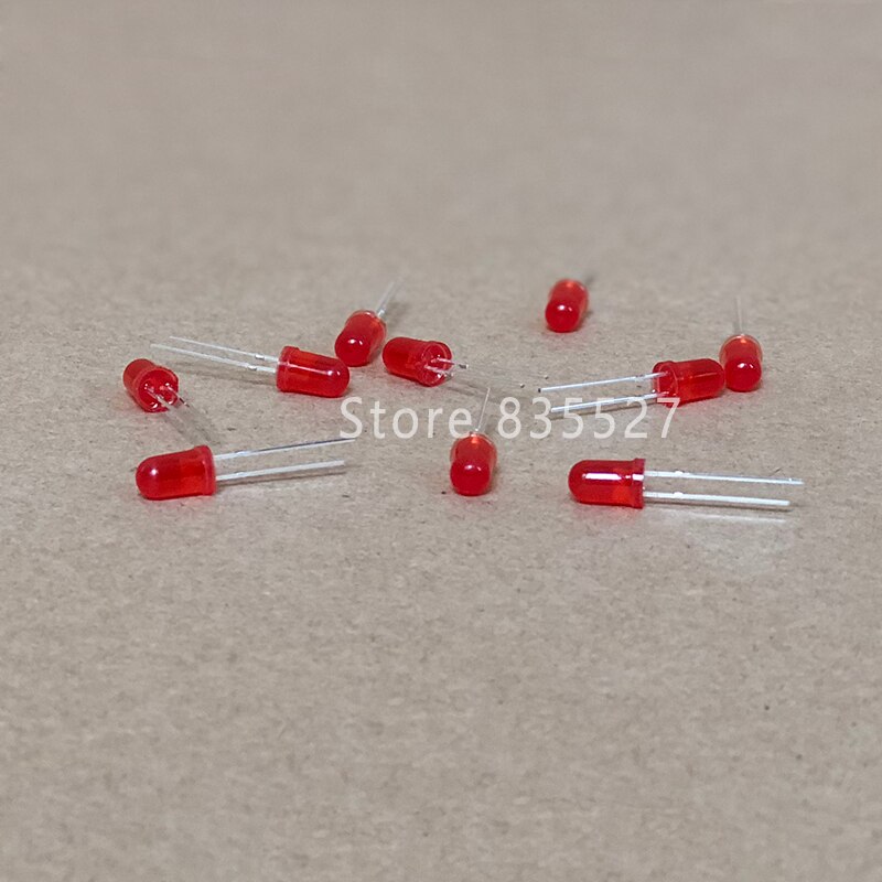 100pcs/lot F5 5MM Round LED in the color DIP Red Turn Red LED light emitting diode For DIY Lights lamp beads