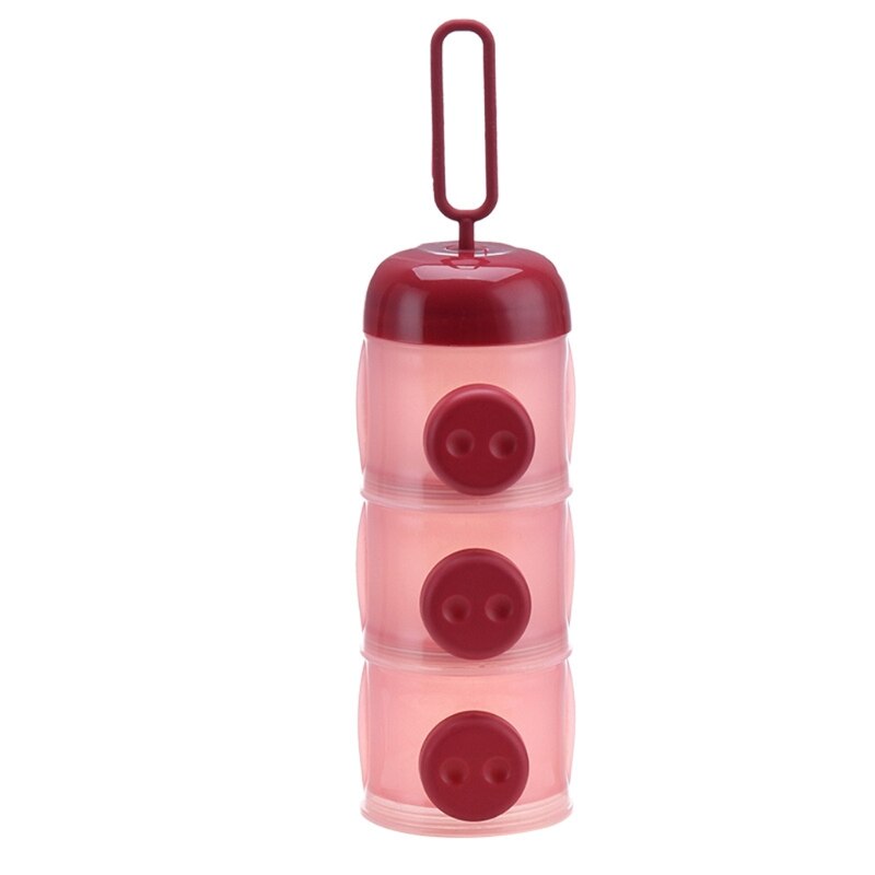 Mignon 3 Couches Compartiment Lait En Poudre Boîte De Rangement Bébé Formule Distributeur Infantile Essentiels Céréales Collations Conteneur: wine red