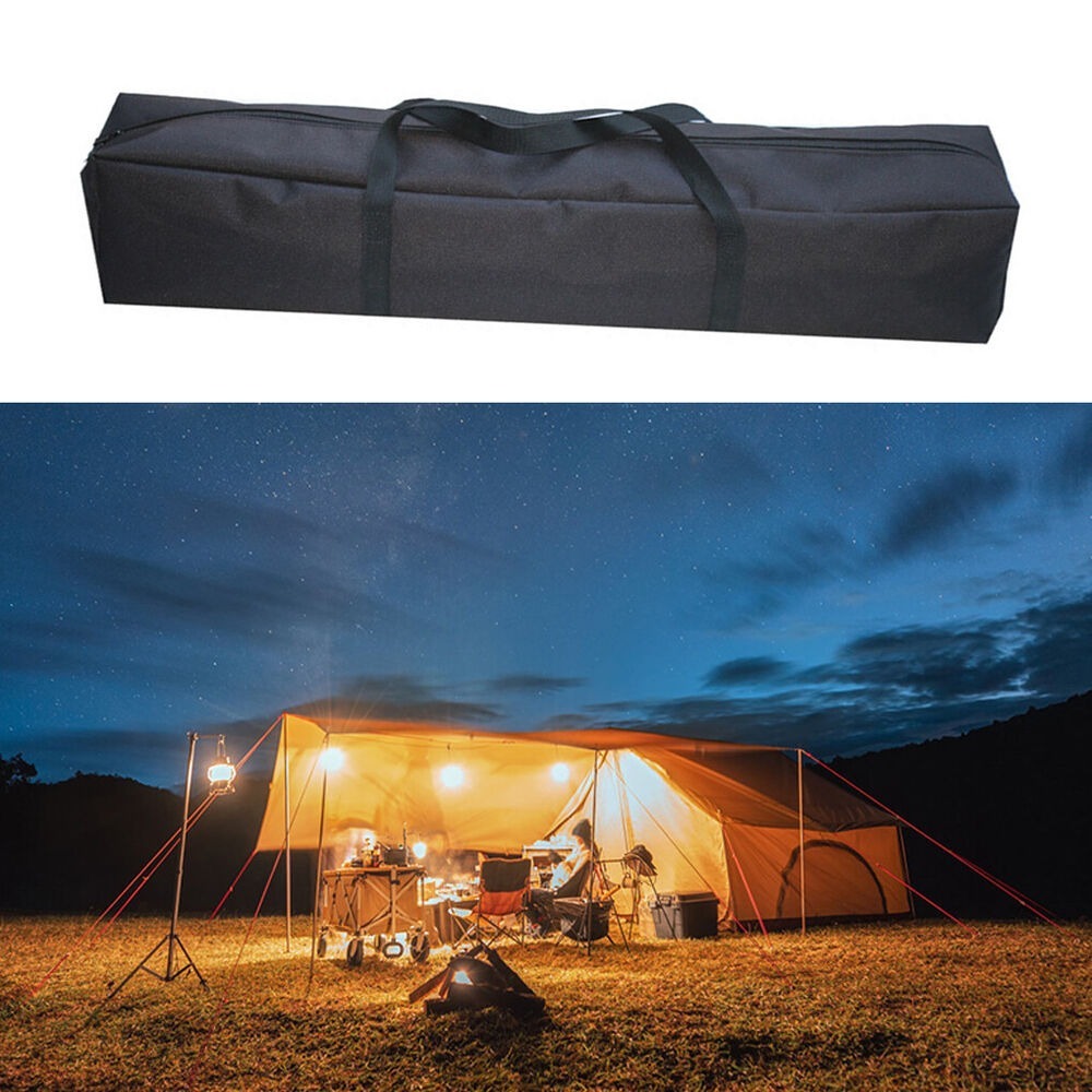 Tältstångsväska i canvas med tak och stång, campingtält, förvaringspåse, stor kapacitet, resepicknickväska, vattentät bagageväska