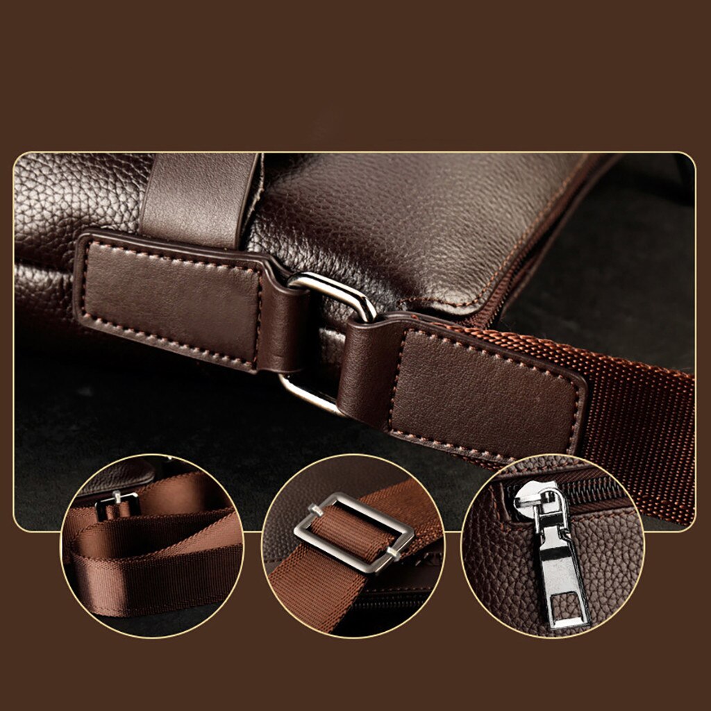 Heren Aktetassen Zakelijke Tas Vintage Schoudertassen Crossbody Tassen Mannen Handtassen Zacht Leer Waterdicht 2.5