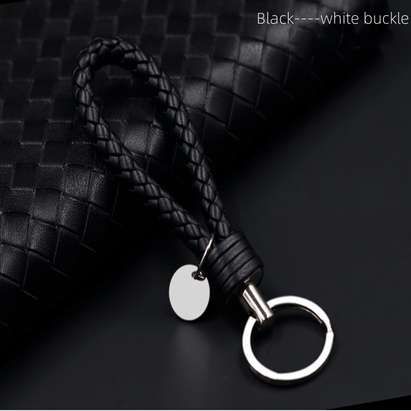 Bilvevd nøkkelring til menn og kvinner, eksklusivt skinnanheng til bilen, nøkkelring til bildeler og tilbehør: Hvit