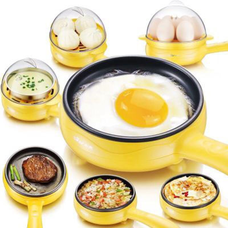 Multifunctionele Huishoudelijke Mini Ei Omelet Pannenkoek Gebakken Biefstuk Elektrische Koekenpan Non-stick Gekookt Eierkoker Stoomboot Eu Ons: Yellow / UK