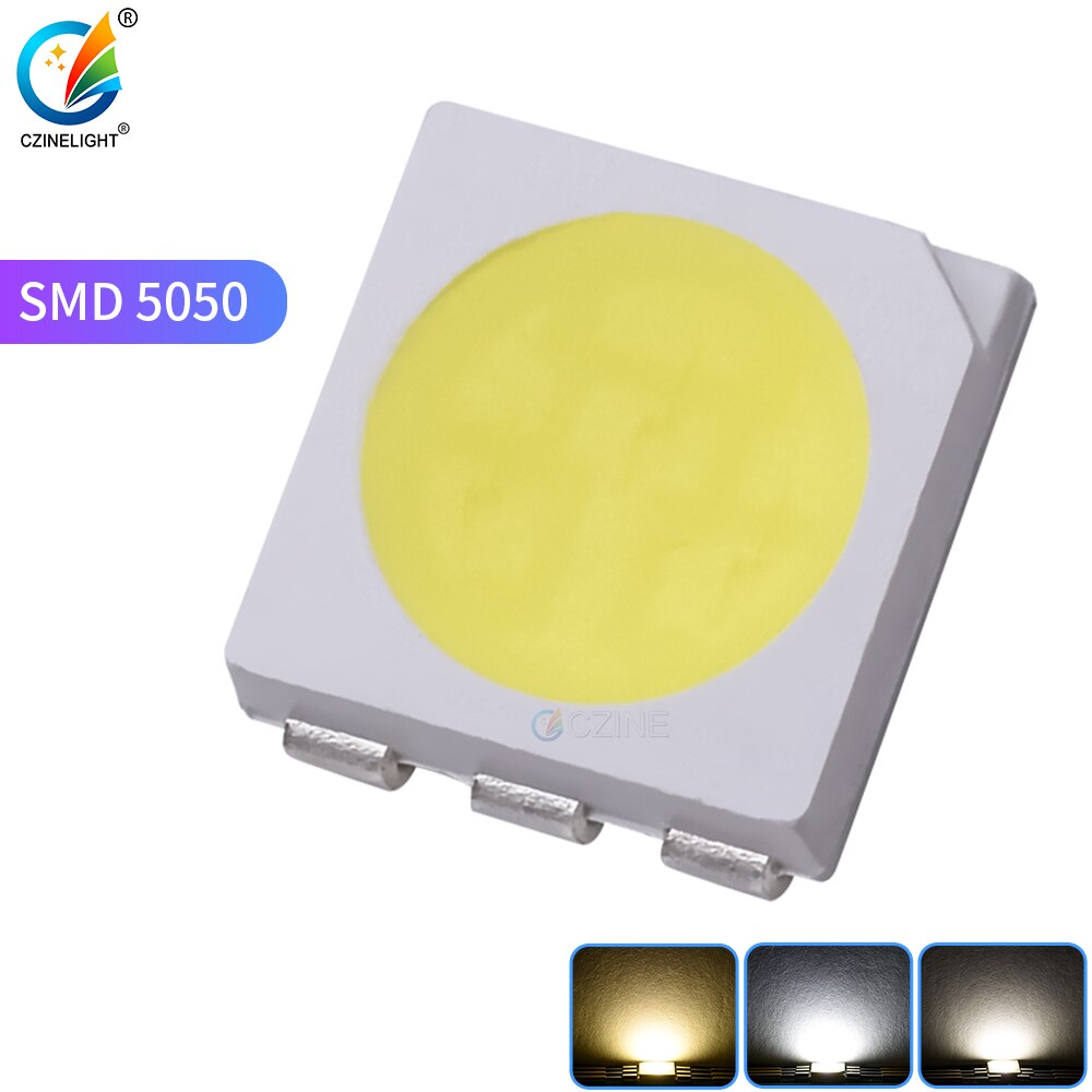 1000Pcs/Tray Czinelight Voorraad Selling Licht Kralen 5050 Smd Wit Warm Wit 15-26lm Led Emitting Diode