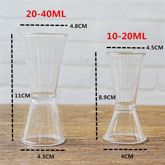 2 stuks Hoge transparantie Bar Wijn Koffie Cocktail Shaker Jigger Enkele Double Shot Drink Mixer Wijn Pourers Measurer Cup Bar gereedschap