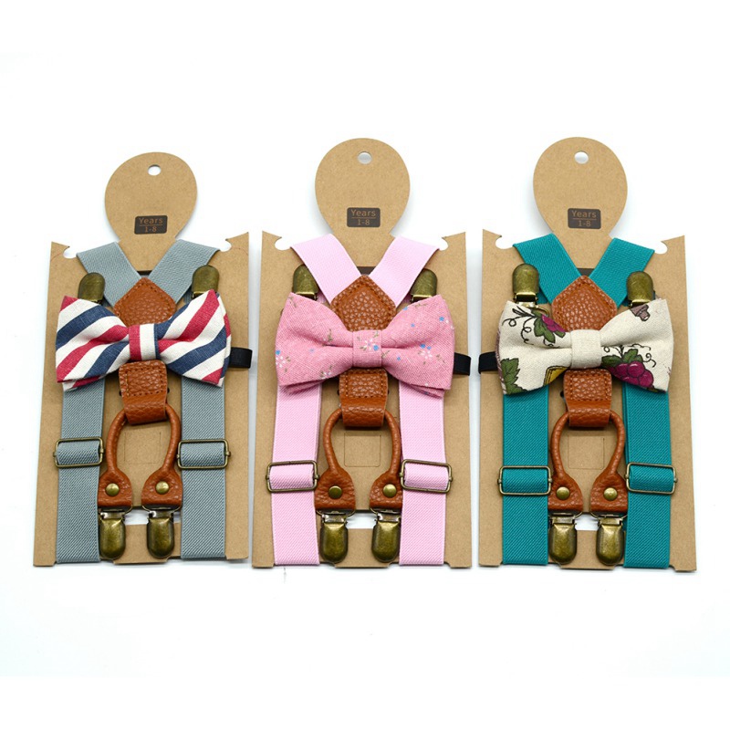 1PC Kids Elastic Suspenders & Bow Tie Matching Boy Clothing Suit Boy Bowtie Children Costume Adjustable Y-Back Brace Belt