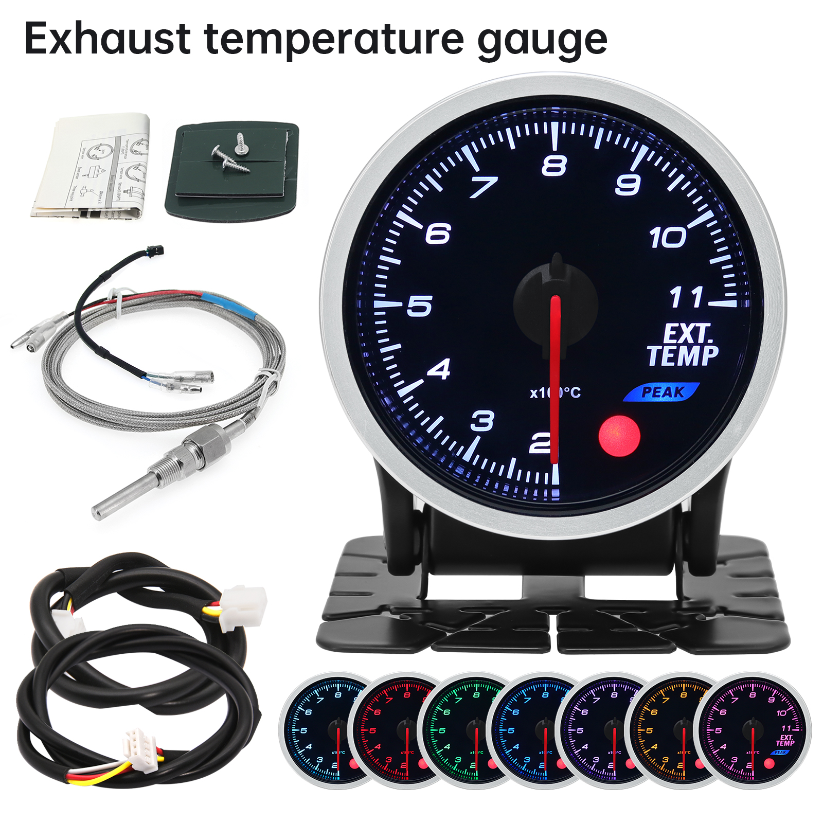 52mm 8 Colors Car Gauge Oil Pressure Bar PSI Water Temp Oil Temp EGT Exhaust Temp Turbo Boost Tachometer Fuel Level Gauge Meter: green