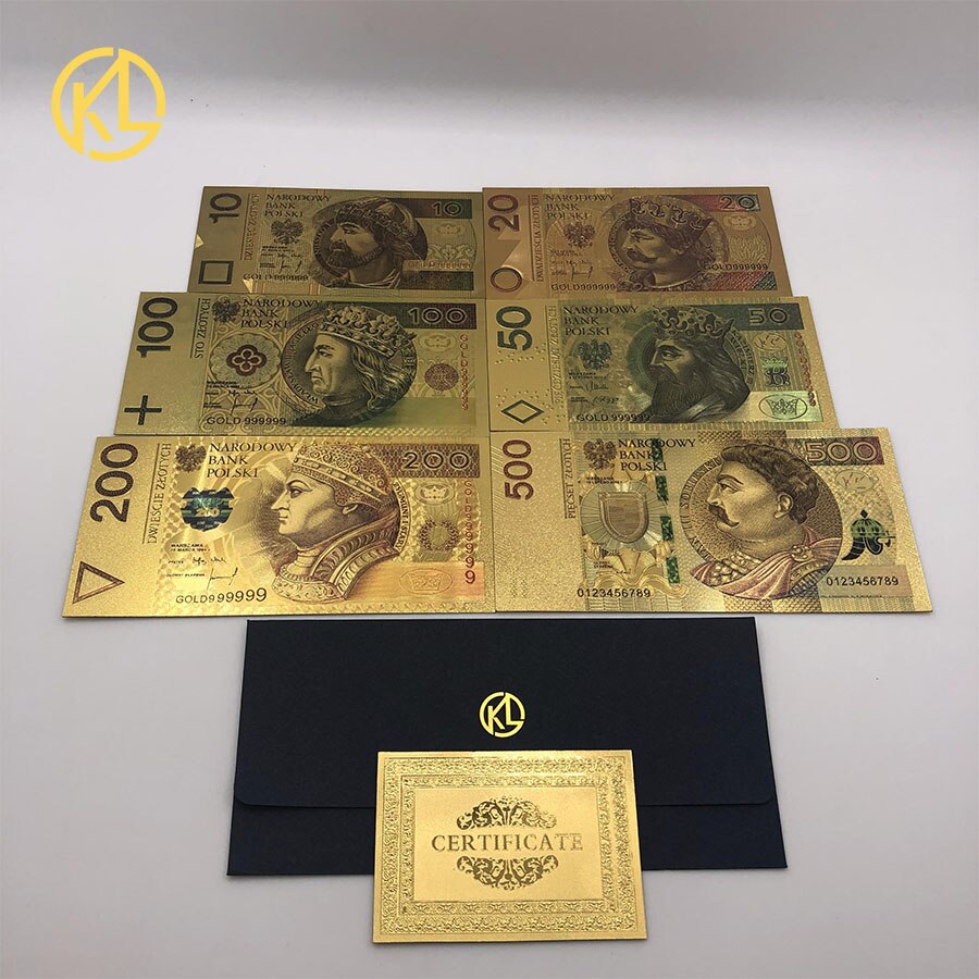 10Stck 50 PLN ZLOTY Polen Gold Farbe Banknote PAPST JOHANNES paul II Für sammlung 999 Gold für Souvenir sammlung: 6Stck
