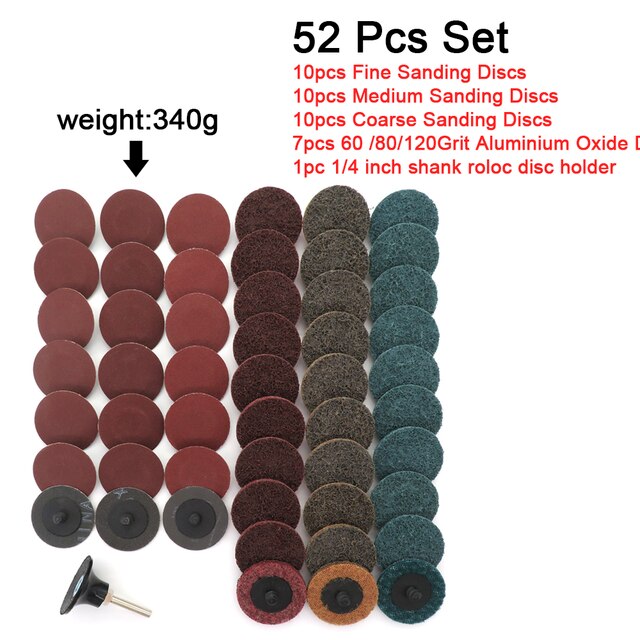 2 Inch Quick Change Discs Surface Conditioning Sanding Discs for Surface Grind Polish Finish Burr Rust Paint Removal: 52 Pcs Set