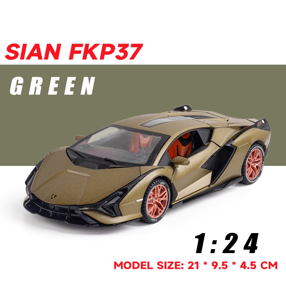 Miniatura Diecast 1:24 modello di auto in lega siano FKP37 Supercar collezione di veicoli in metallo per regalo per bambini giocattolo di compleanno bambini ragazzi: 1 24 SIAN Dark Green