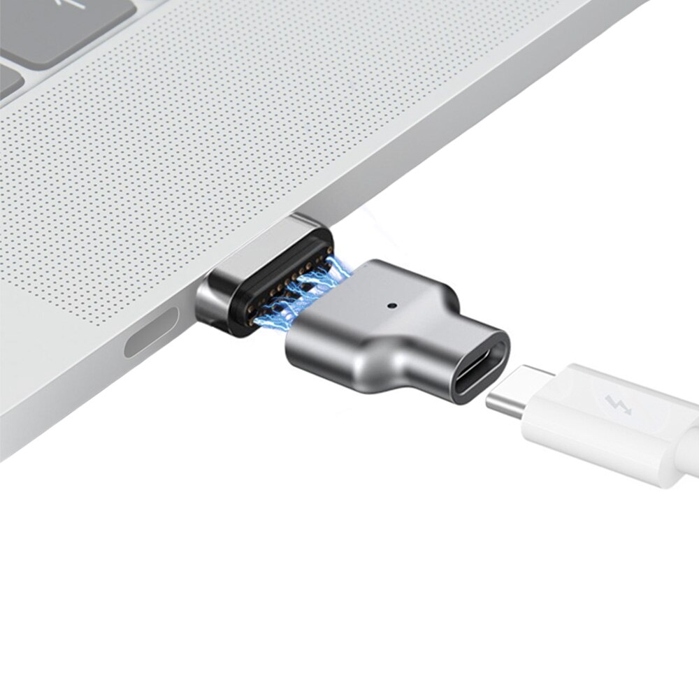 24 pin magnetic USB C charging adapter to USB C macbook Converter Adapter for Macbook /Matebook thunderbolt 3 Magnetic Adapter: Siliver