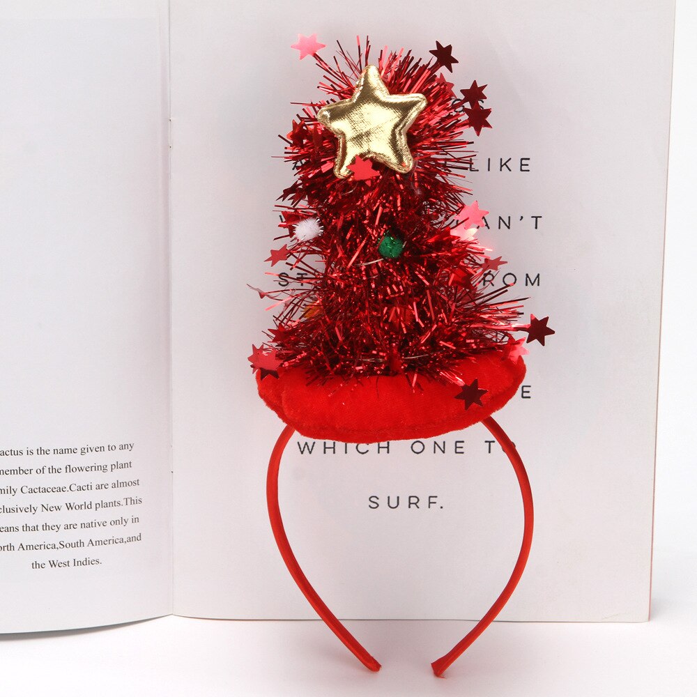 Led glødende lys juletræ pandebånd hårbånd stjerne til børn voksen fest xmas hårbånd lås hovedbeklædning navidad: Lysløs rød
