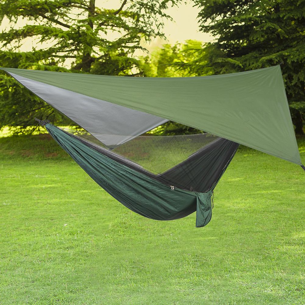 Hamaca grande impermeable para lluvia y moscas, lona ligera, portátil, impermeable, antipolvo, protección solar UV