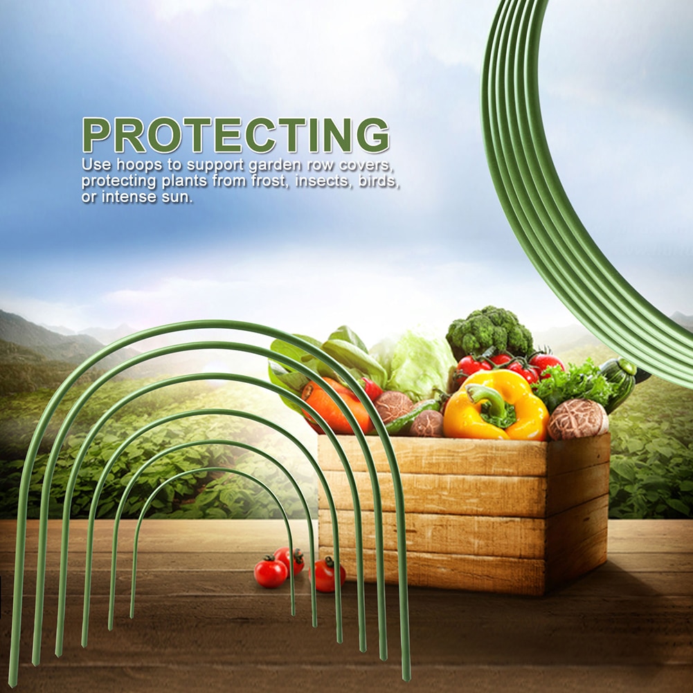 Greenhouse Hoops Garden Plant Hoop 4ft Long with Plastic Coated Rust-Free Grow Tunnel Hoops for Garden Stakes Fabric