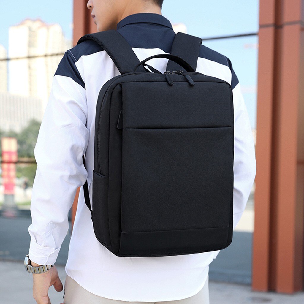Men Outdoor Backpack Contrast Color Nylon Backpack Office Travel Zipper Waterproof Bag Sport Computer Anti-theft Bag
