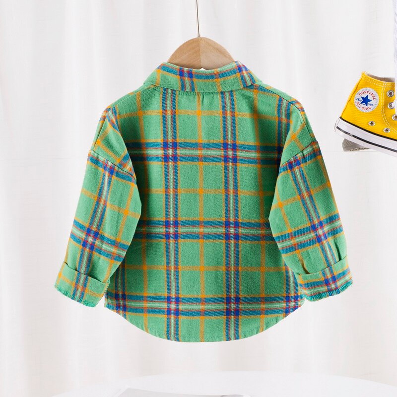 Baby Jungen Mädchen Frühling Herbst Kariertes Hemd Kleinkind Baumwolle Langarm freundlicher lässig Hemden Spitzen freundlicher Drucken Kleidung