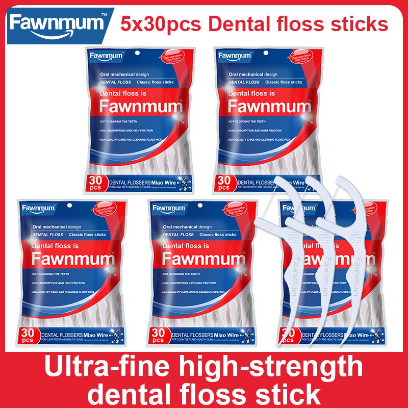 Fawnmama – cure-dents jetables 5x30 pièces/Lot, fil dentaire, brosse interdentaire, soins de nettoyage des gencives buccales