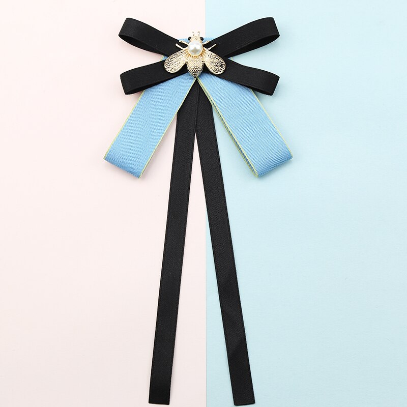 Wit overhemd, strik, damesstropdas, collegestijl, britse damesstropdas, zoete streamer, lint, strik, bloemensieraden: Hemelsblauw