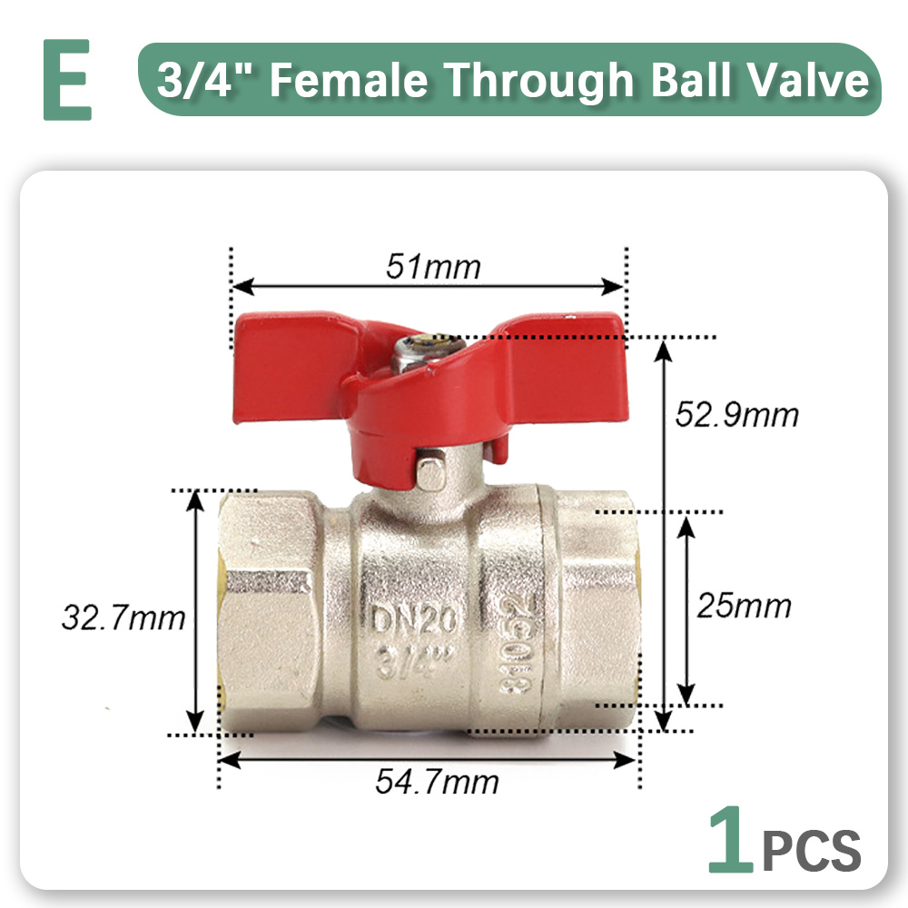 1/2" 3/4" 1" Brass Copper Ball Valve Fitting Replacement Coupling Adapter Connector Extender Garden Watering Durable Accessories: WHITE