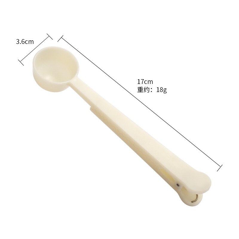 2 In 1 Plastic Koffielepel Keuken Thee Lepels Lange Steel Grond Meet Spoo: White