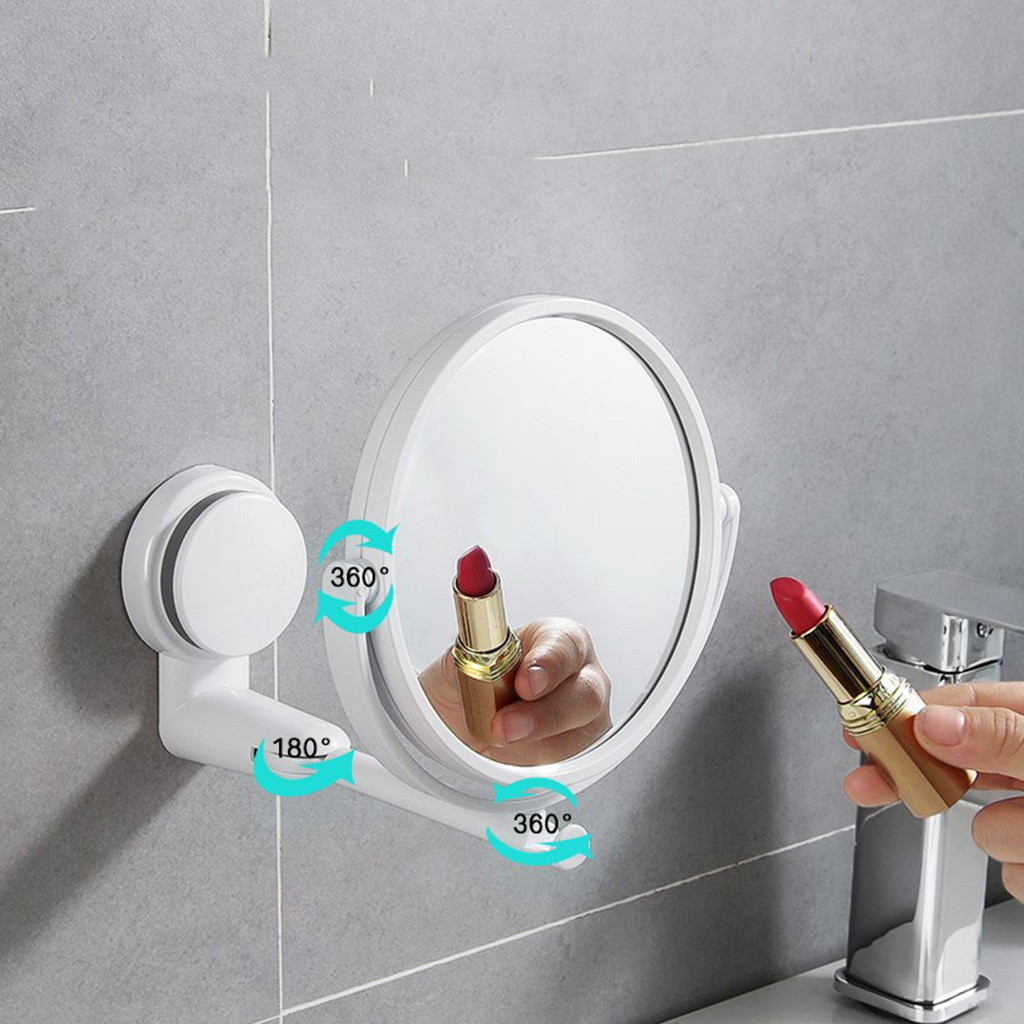 Dormitory wall-mounted vanity mirror foldable rotating single mirror home bathroom free punching round vanity mirror#0130g10