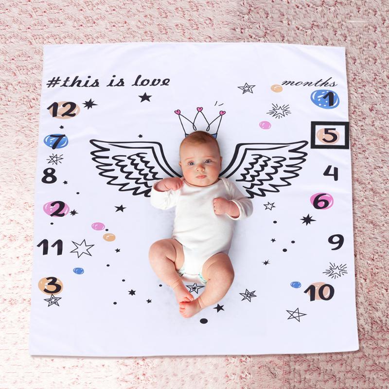 Baby Baby Milestone Deken Foto Fotografie Prop Dekens Achtergrond Doek Kalender Bebe Jongen Meisje Foto Accessoires 120X100 Cm